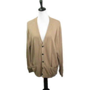 Lands' End Tan Button Front Grandpa Sweater Size Large